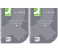 Q-Connect Bloc-notes à spirale A4 ligné / 80 feuilles / 160 pages/bloc-notes à spirales/bloc-notes à spirales/bloc-notes d'école (Lot de 2)