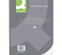 Q-Connect Bloc-notes à spirale A5 quadrillé / 80 feuilles / 160 pages/carnet à spirales/bloc-notes avec reliure à spirale/bloc-notes d'école