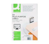 Q-Connect - Boîte 100 Feuilles 100 Unités Etiquettes Adhésives 210 x 297 mm Coins Arrondis Imprimante Jet Encre Laser Copieur 38834