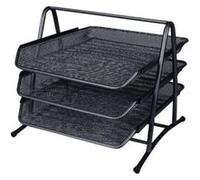Q-connect Metal Tabletop Tray Kf00823 Grid 3 Movable Trays 350x278x275 Mm Argenté