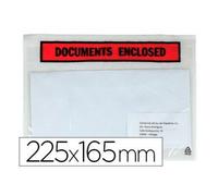 Q-Connect - Enveloppes Porte-Documents Auto-Adhésives Transparentes 225 x 165 mm Texte Anglais Impression Boîte de 100 Rouge 972387