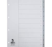 Q-Connect® KF01846 Répertoire à numéros - 1 - 10, PP, A4 grande largeur, 10 feuilles, gris