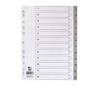Q-Connect® KF01917 Répertoire numérique - 1 - 12, PP, A4, 12 feuilles + feuille index, gris