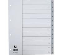 Q-Connect® KF02294 Répertoire à numéros - 1 - 12, PP, A4 grande largeur, 12 feuilles, gris