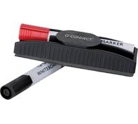 Q-Connect® KF18633 Effaceur de tableau avec porte-stylo - 2 stylos inclus, magnétique, noir