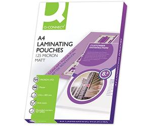 Q-Connect KF24055 Pochette à plastifier A4 125 microns Mat Lot de 100 (Import Royaume Uni)