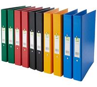 Q-Connect Lot de 10 classeurs 2 anneaux format A4 en polypropylène Couleurs assorties