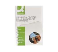 Q-Connect Lot de 20 feuilles adhésives en polyester pour imprimantes à jet d'encre Blanc brillant