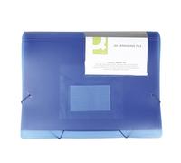Q-Connect Organisateur à compartiments avec bande élastique / 6 compartiments/bandes de séparation/poches/PP/porte-documents A4 / transparent bleu/a compartiments avec fenêtre d'index et index