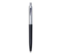 Q-Connect Prestige Stylo à bille/stylo automatique/Idéal pour le bureau, le bureau à domicile ou l'école/Clip en métal/Cartouche interchangeable/Encre : bleu/Couleur : noir/argent / 1