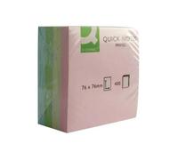 Q-Connect Quick Notes Note Rapide 76 X 76 Mm 400 Feuilles Vert Pastel, Rose Pastel, Bleu Pastel, Jaune Pastel Uni