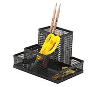 Q-connect Rangement à crayons Office Set, métal, 4 compartiments, noir