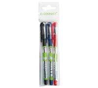 Q-Connect Stylo liquide gel 0,5 mm/Pour l'école/à la maison/tous les jours/Classique/Encre gel/Poignée en caoutchouc/Encre imperméable/Efficace/Confortable / 3 pendentifs/Mélange