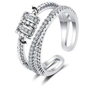 Q&D&S Bague réglable en oxyde de zirconium avec inscription « To My Daughter » pour femme, bague de méditation contre l'anxiété, cadeau pour fille avec carte de message, Réglable, Zircone cubique