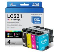 Q-image LC521 LC521VAL Lot de 4 Cartouches d'encre compatibles avec Brother LC521 LC 521 pour Brother DCP-J1260W J1310DW J1313DW J1360DW J1460DW Noir, Cyan, Magenta, Jaune