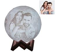 Q&K Lampe de lune 3D personnalisée avec photo et texte, 16 couleurs, chargement USB, veilleuse pour enfants, anniversaire, Thanksgiving, Noël, fête des mères