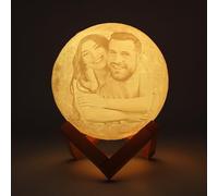 Q&K Lampe Lune Personnalisée Avec Photo et Texte, 3D LED Veilleuse Light 16 Couleurs Veilleuse Tactile, Lampe de Lune 3D Personnalisée pour Enfants, Anniversaire, Thanksgiving, Noël, Fête des Mères