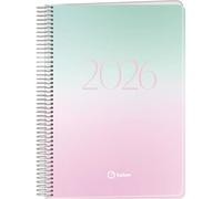 Q Kalon - Agenda 2026 - Un Jour par Page, A5 (15x21 cm), Planificateur Multilingue (ESP, ANG, FR, ALL), Reliure Anneaux, Couverture Carton et Protection Plastique - Sunset