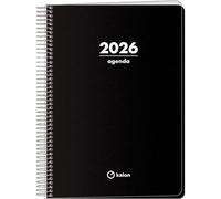 Q Kalon - Agenda 2026 - Vue Hebdomadaire Verticale, A5 (15x21 cm), Planificateur Multilingue (ESP, ANG, FR, ALL), Reliure Anneaux, Couverture Carton et Protection Plastique - Planner