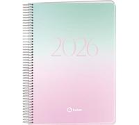 Q Kalon - Agenda 2026 - Vue Hebdomadaire Verticale, A5 (15x21 cm), Planificateur Multilingue (ESP, ANG, FR, ALL), Reliure Anneaux, Couverture Carton et Protection Plastique - Sunset