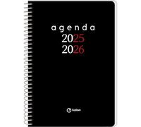 Q Kalon - Agenda Scolaire 2025 2026 - Page par Jour, Taille A5 (15x21 cm), Espagnol et Anglais, Septembre à Juin, Fermeture à Spirale, Couverture Flexible avec Plastique Protecteur - Planner