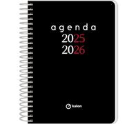 Q Kalon - Agenda Scolaire 2025 2026 - Page par Jour, Taille A6 (12x17 cm), Espagnol et Anglais, Septembre à Juin, Fermeture à Spirale, Couverture Flexible avec Plastique Protecteur - Planner