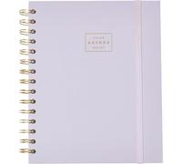 Q Kalon - Agenda Scolaire 2026 2027 - Septembre à Juin, Semaine Vue, A5 17x21 cm, ESP, ENG, FRA, ALL, Index par Mois, Couverture Simili Cuir, Spirale Double, Élastique, Stickers - Purple Mousse