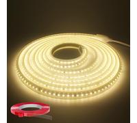 Q.Laomi Ruban LED 15m, Très Lumineux Bandeau LED 220V 230V sans Transformateur Etanche IP65 Bande 120 LEDs/m, 4000K Bandeau Lumineux LED avec Interrupteur, Blanc Naturel