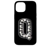 Q Marquee Lettre lumineuse Imprimé zèbre Coque pour iPhone 15