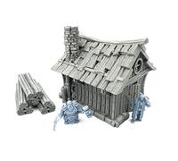 Q P Quality Printing 3D QP3D - Maison de cabane naine - Paysage de Terrain de Construction de Bataille Fantastique pour Table et RPG 28-32 mm Figurines Accessoires de Jeu de Guerre DND, D&D