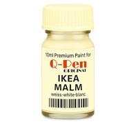 Q·Pen Original© - Stylo de retouche compatible avec IKEA MALM blanc, 10 ml - Peinture satinée assortie pour commodes et meubles laqués, avec pinceau intégré