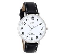Q&Q Montre Homme Quartz- Affichage Analogique Bracelet Cuir Noir et Cadran Noir QQZ00J304Y