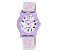 Q&Q Montre pour enfant en silicone - 10 bars - Motif multicolore - Montre d'apprentissage analogique à quartz (gris blanc), bracelet