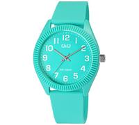 Q&Q V12A-012VY Montre unisexe en silicone avec boucle ardillon 10 bar Turquoise Analogique Quartz, Turquoise.