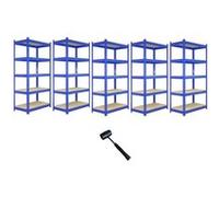 Q-Rax 5 Étagères Bleu 5 Niveaux 90 x 50 x 182.5cm Acier Capacité Totale 5000KG Bleu G