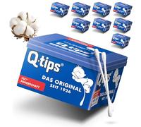 Q-tips Lot de 9 paquets de 206 cotons-tiges de soin avec tige en papier, boîte cubique, 100 % biodégradable, coton sans plastique, nettoyage des oreilles, démaquillage et correction du maquillage