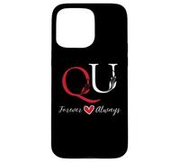 Q & U Initiales de couple, mariage, anniversaire, Mr & Mrs Coque pour iPhone 15 Pro Max