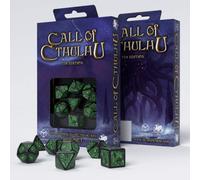 Q-WORKSHOP Call of Cthulhu 7E Lot De Dés RPG Noirs Et Verts 7 Faces