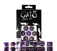 Q-Workshop Cats Purrito Ensemble De 7 Dés RPG Purple Gold Pour D&D