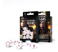 Q-Workshop Set De Dés Classique Runique Blanc/Rouge 7 Pièces Pour RPG & DnD