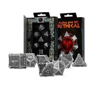 Q Workshop Coffret De Dés Métal Mythiques 7 Pièces Noir Argent RPG