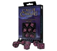 Q-Workshop – Lot de 7 dés polyédriques – Call of Cthulhu 7e édition – Noir/Magenta