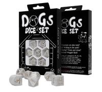 Q-workshop Dog Charlie Ensemble de Dés RPG Blanc Or Paillettes 7-teilig
