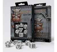 Q Workshop Dwarven White & Black Rpg Ornamented Dice Set 7 Polyhedral Pieces