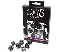 Q-Workshop Ensemble de dés modernes en forme de chats gaufrés Noir et argenté
