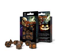 Q-Workshop Ensemble De Dés Potiron HALLOWEEN Noir Orange 7 Pièces RPG DnD
