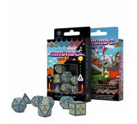 Q-WORKSHOP Ensemble De Dés RPG Arcades Bleu Jaune, 7 Dés Polyédres