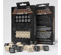 Q-Workshop Fortress Compact D6 Dés de Jeu de rôle de Table Noir et Beige pour 1+ Joueurs 14 Ans
