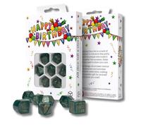 Q-Workshop Happy Birthday Balloons 7Pc RPG Dice Set Shimmer Vert Doré