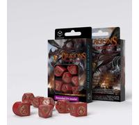 Q-Workshop Jeu De Dés Dragon RPG Or Rouge Polyédrique 7 Pièces DnD